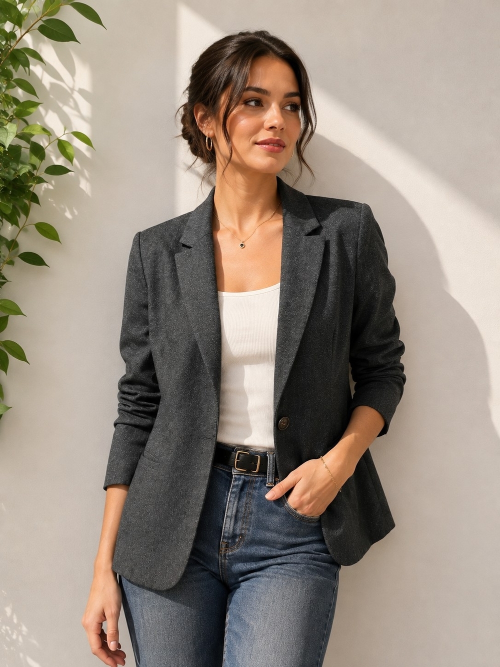 Kenneth Cole Select Women’s Charcoal Gray Blazer Size S | One Button Jacket